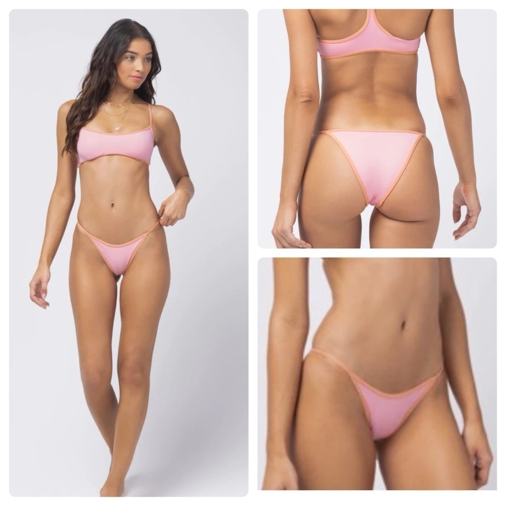 L*Space | Tommy Bitsy Bikini Bottom In Crystal Light Pink and Tangy | XS